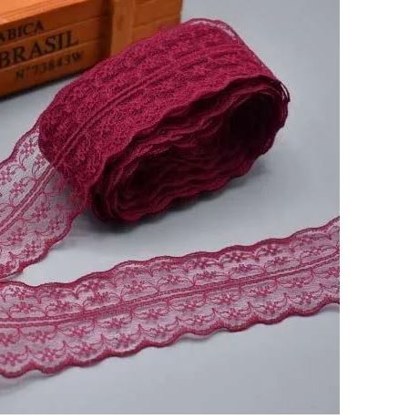 Кружево сеточка, ширина 4,5см, цвет - вишнёвый